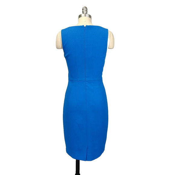Badgley Mischka Royal Blue Sheath Dress Size 2 Crepe Sleeveless V Neck Classic - Picture 5 of 7